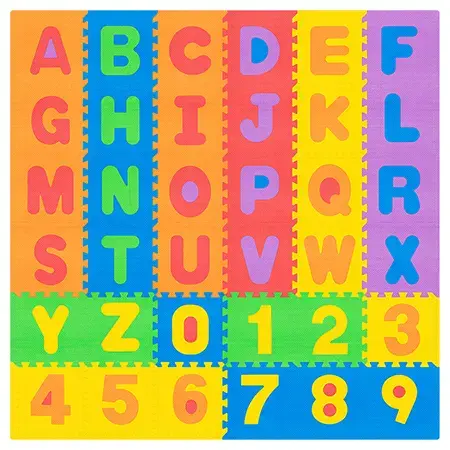 Covoras educativ puzzle Rebel RBY-2253-36, 180 x 180 cm, Alfabet, Multicolor