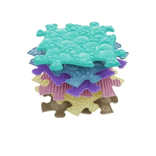 Covoras ortopedic senzorial tip puzzle Set B pastel pentru bebelusi