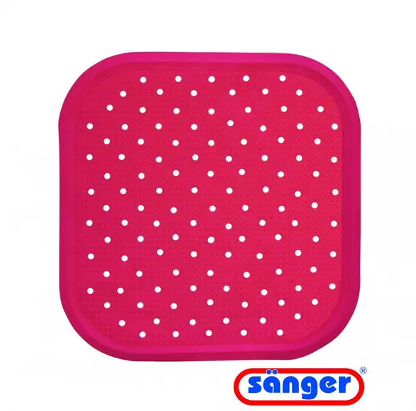 Covoras pentru dus antiderapant cu ventuze 56 x 56 cm rosu