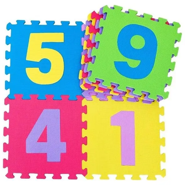 Covoraș puzzle pentru copii Raya Toys – Cifre, 29 x 29 cm, 10 piese