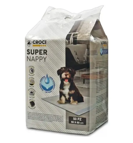 Covorase absorbante pentru caini Croci Super Nappy, 60 x 60 cm, 50 bucati