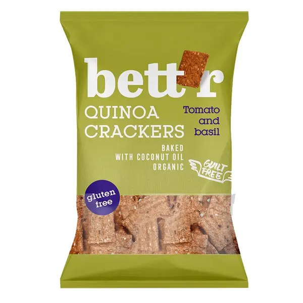Crackers cu quinoa, rosii si busuioc bio 100g Bettr
