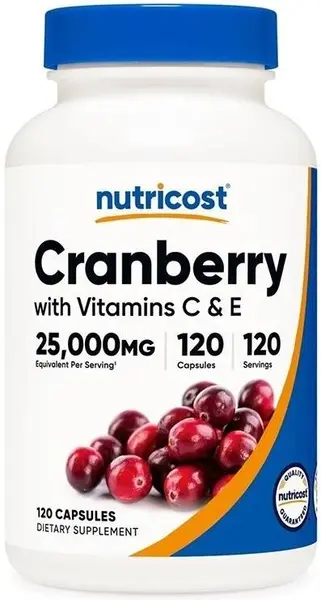 Cranberry with Vitamins C & E, 120 capsule, Nutricost