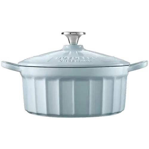 Cratita cu capac BUYDEEM CP521-WB, 2.9 l, Fonta emailata (Albastru deschis)