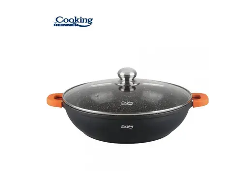Cratita cu capac Heinner Dark Line tHR-SCO-A32C, Aluminiu, 32 x 8.5 cm, 5.5 L (Negru)