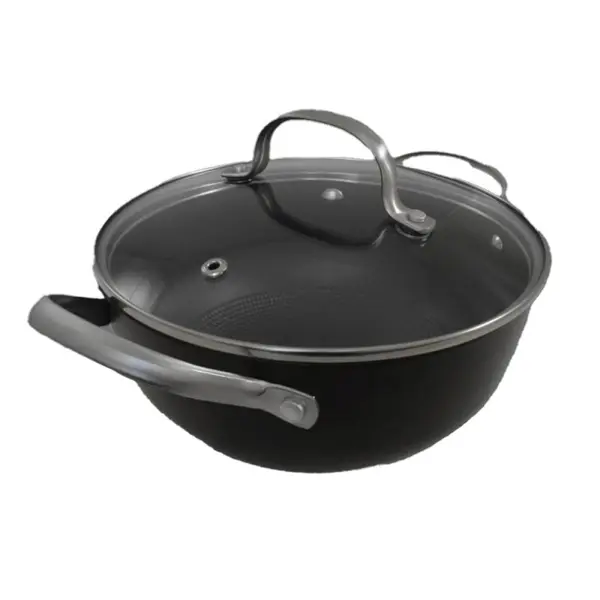 Cratita din Fonta Tip Fagure, Capac Sticla, Capacitate 3.5 l, Diametru 24 cm