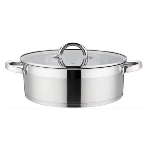Cratita din Inox cu Capac din Sticla, 22 cm, 3 l, Grunberg GR4116