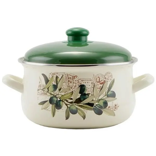 Cratita Emailata cu Capac, 20 x 12 cm, 3.3 l, Perfect Home