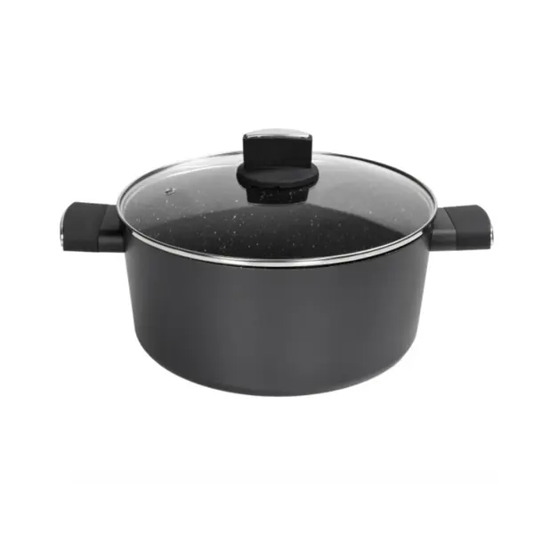 Cratita Zilan ZLN0850, Invelis din marmura, 5 straturi, 26 cm, Manere fine la atingere, 5.7 L, Negru