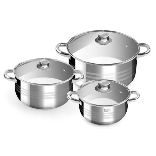 Cratite Inox, 20/24/26 cm, 3 Bucati, Argintiu, Perfect Home