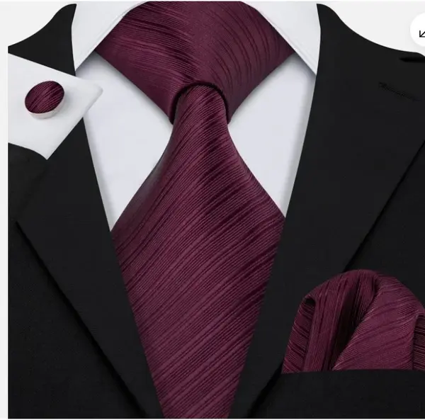 Cravata bordo + batista + butoni - matase -- model 867