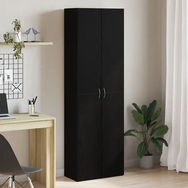 Credenta birou Gossi negru stejar 60x32x190 cm lemn prelucrat