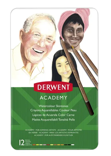Creioane acuarelabile, 12buc/set, tonurile pielii, diverse culori, Derwent Academy