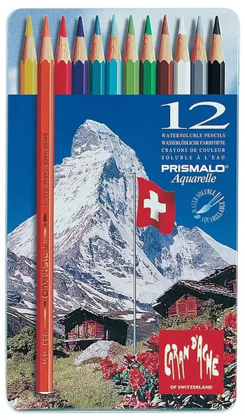 Creioane acuarele colorate Caran d'Ache Prismalo – 12 culori