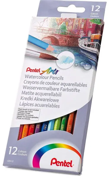 Creioane acuarele colorate Pentel - Arts, 12 culori