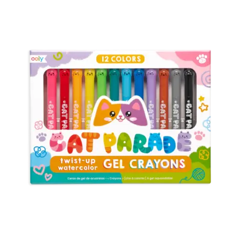 Creioane acuarele cu gel, Cat Parade, set 12 culori