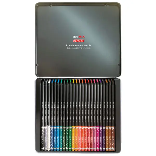 Creioane blending rotunde, 4mm, 24buc/set, Artmate chroMIX, cutie metalica, Herlitz