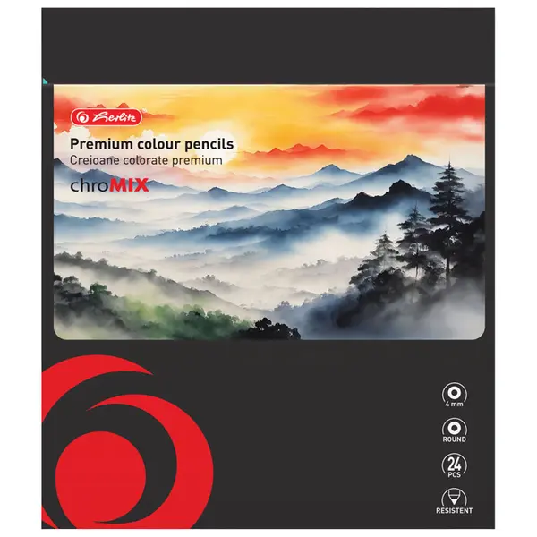 Creioane blending rotunde, mina 4mm, 24buc/set, Artmate chroMIX, Herlitz