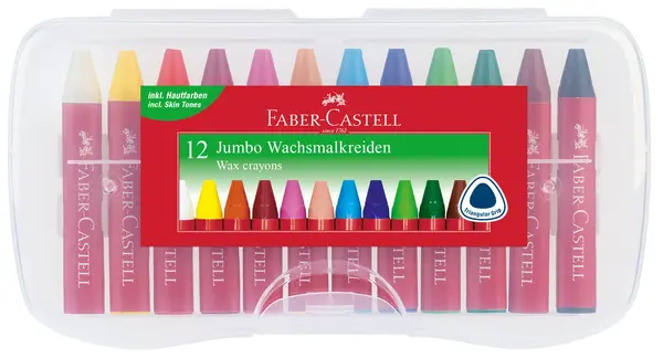 Creioane cerate 12 culori jumbo Faber-Castell Creioane cerate 12 culori jumbo Faber-Castell