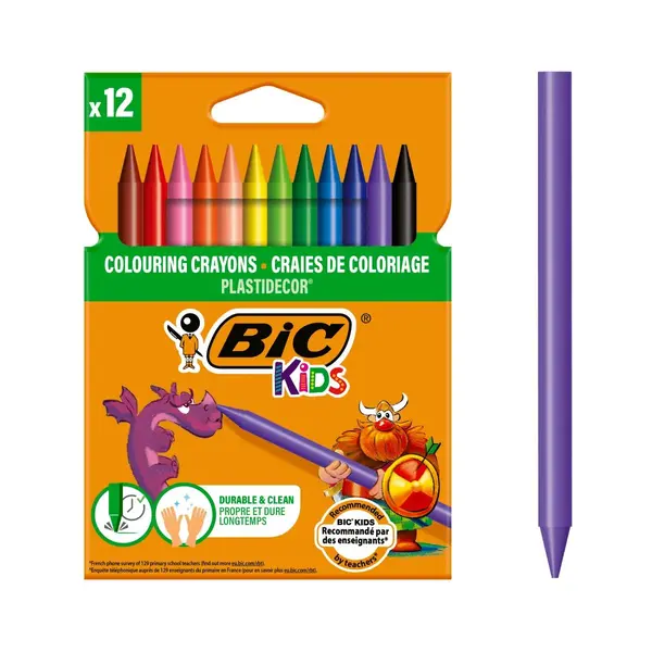 Creioane cerate Bic Plastidecor 12 cul. - engros