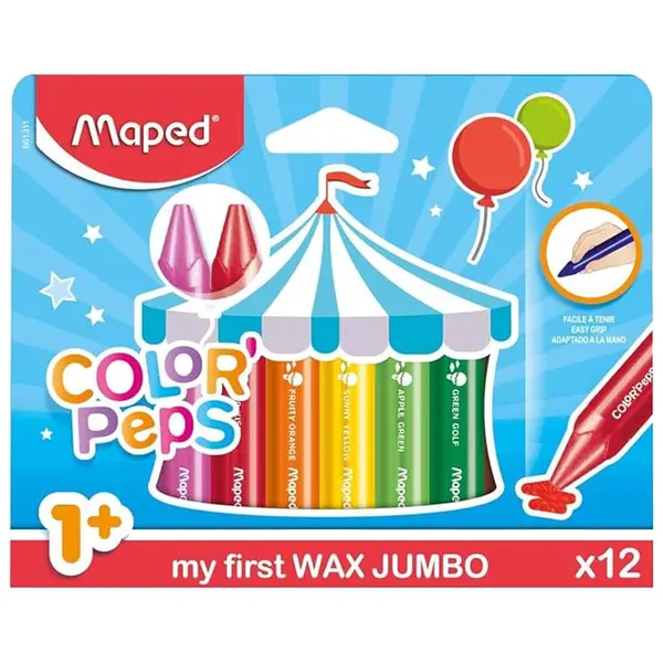 Creioane cerate Maped Color'Peps My First Jumbo 12culori/set