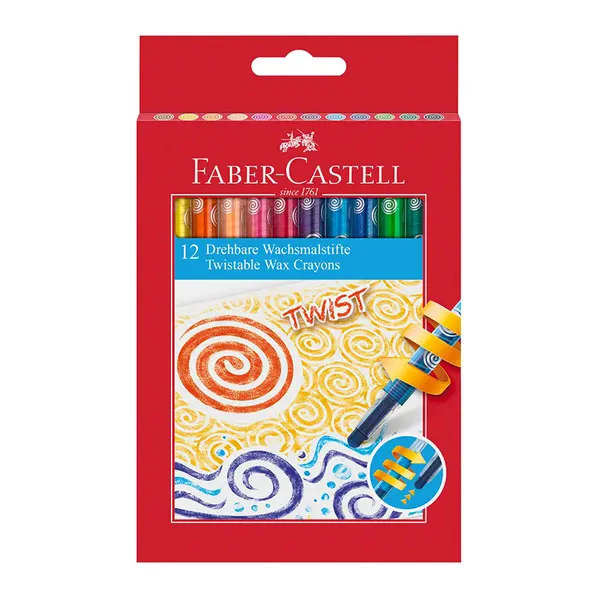Creioane cerate retractabile, 12culori, Faber-Castell