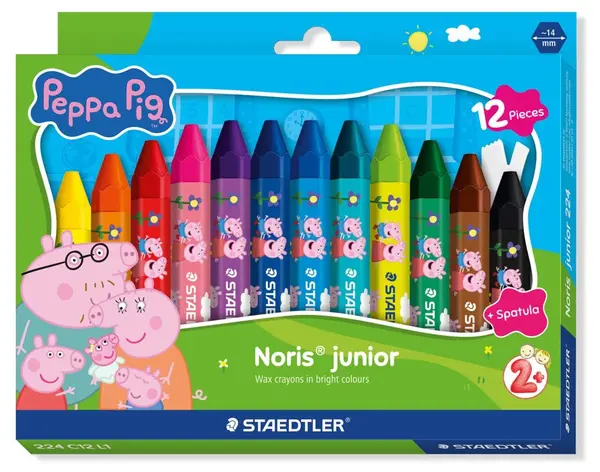 Creioane cerate Staedtler Noris Junior - Peppa Pig, 12 culori