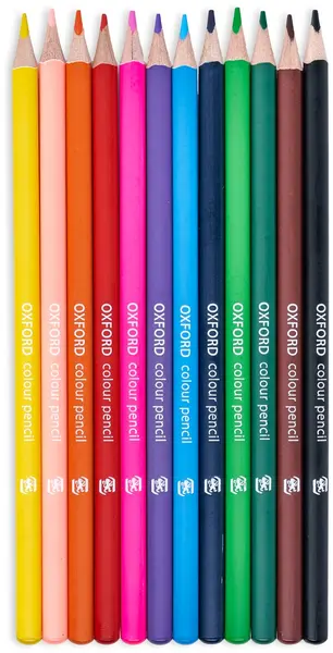 Creioane color, 12culori + ascutitoare, include auriu, Oxford
