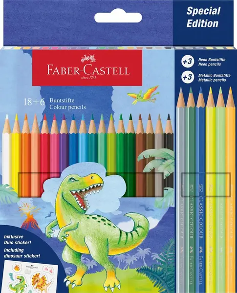 Creioane color, 24culori, Dinozauri Faber-Castell
