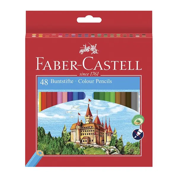 Creioane color, 48culori/set, ascutitoare inclusa, Faber-Castell