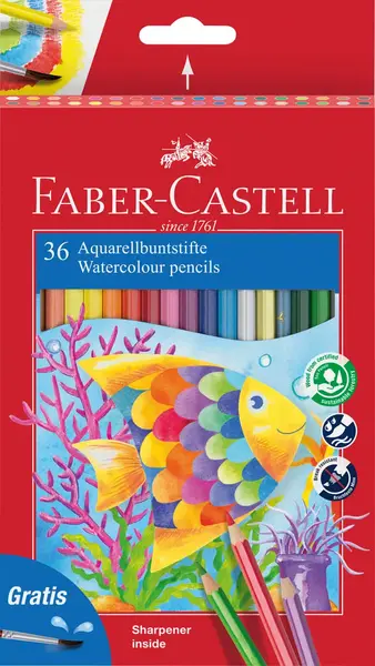 Creioane color acuarela solubile 36 buc + pensula Faber Creioane color acuarela solubile 36 buc + pensula Faber