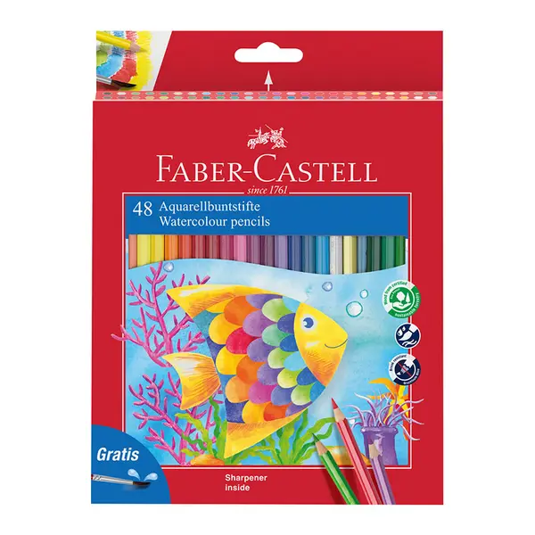 Creioane color acuarelabile, 48culori+pensula, Faber-Castell
