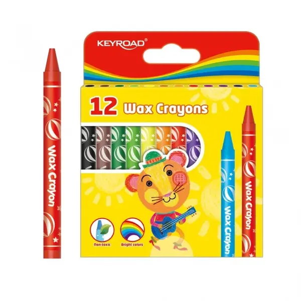 Creioane color cerate, 12culori, 8mm, Keyroad KR971303