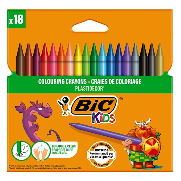 Creioane color, cerate, 18culori, Bic Plastidecor