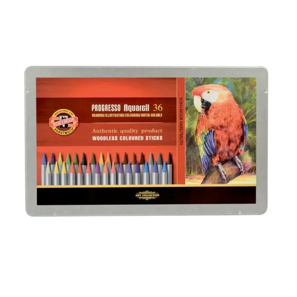 Creioane color fara lemn, 36culori, Aquarell Progresso Koh-I-Noor