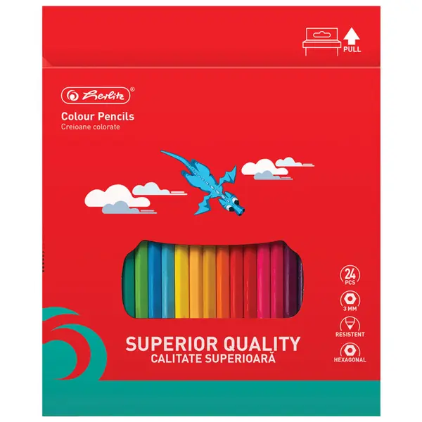 Creioane color hexagonale, mina 3mm, 24buc/set, Herlitz