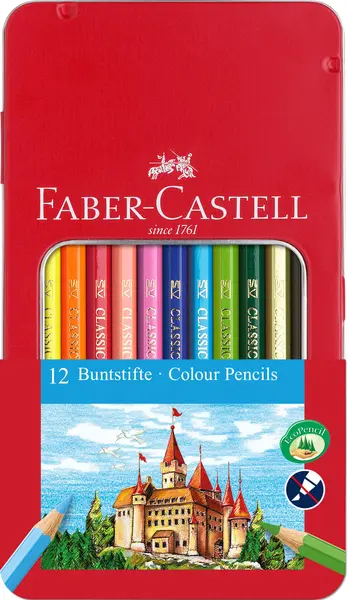 Creioane colorate 12 culori cut metal-2 Faber-Castell Creioane colorate 12 culori cut metal-2 Faber-Castell