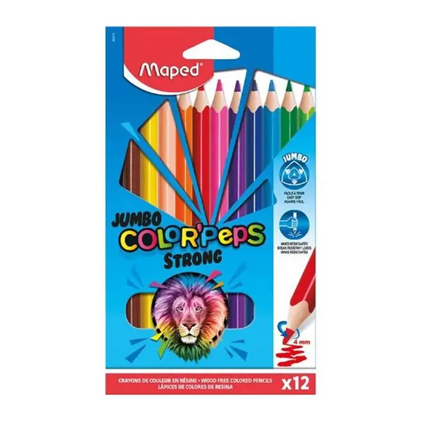 Creioane colorate, 12culori/set, Color-Peps Strong Jumbo Maped