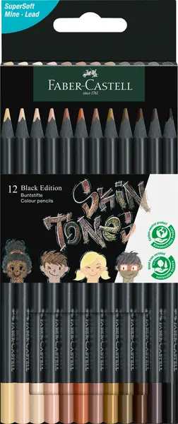 Creioane colorate 12culori/set, skin tones Black Edition Faber-Castell