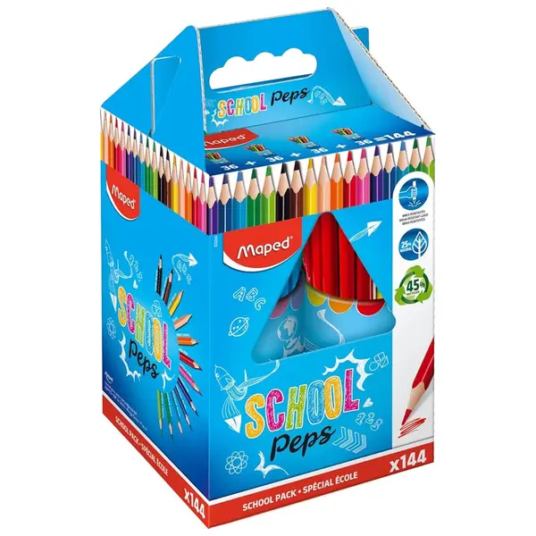 Creioane colorate, 144culori/set, School'Peps Maped