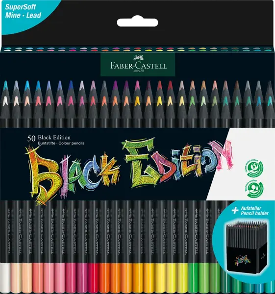 Creioane colorate 50 culori Black Ed Faber-Castell Creioane colorate 50 culori Black Ed Faber-Castell
