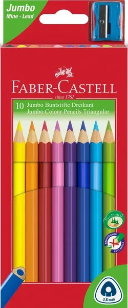 Creioane colorate 6 culori jumbo grip Faber-Castell Creioane colorate 6 culori jumbo grip Faber-Castell