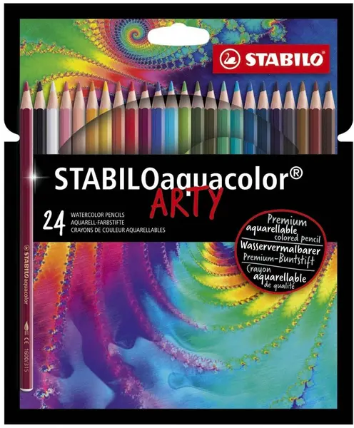 Creioane colorate de acuarelă Stabilo - Aquacolor Arty, 24 culori