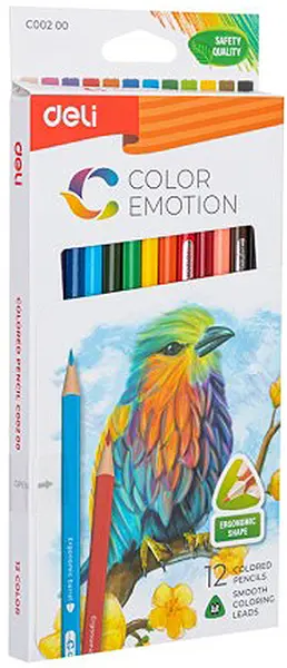 Creioane colorate Deli Color Emotion - EC00200, 12 culori
