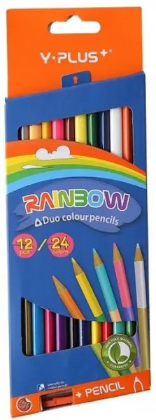 Creioane colorate duble Y-Plus Rainbow - 12 bucăți