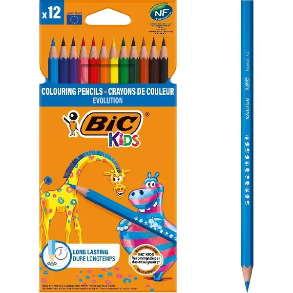Creioane colorate Evolution 3.2 mm 12 buc BIC Kids Creioane colorate Evolution 3.2 mm 12 buc BIC Kids