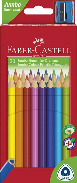 Creioane colorate Faber-Castell - 20 bucati, cu ascutitoare