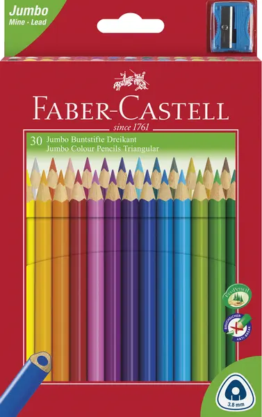 Creioane colorate Faber-Castell - 30 de bucati, cu ascutitoare