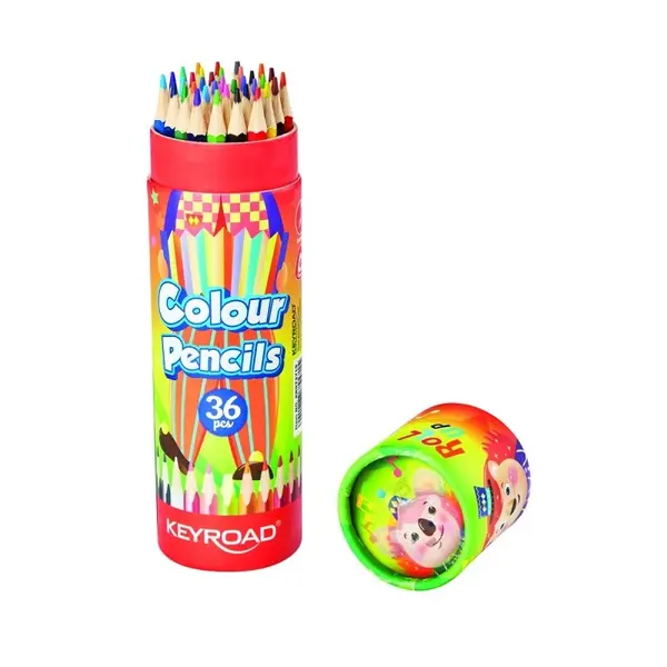 Creioane colorate Keyroad triunghiulare, 36 culori, cutie carton