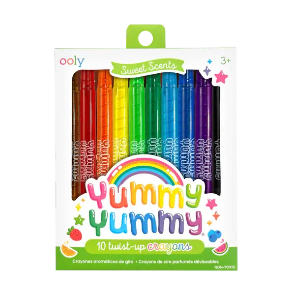 Creioane colorate parfumate rasucibile - Yummy Yummy, set de 10